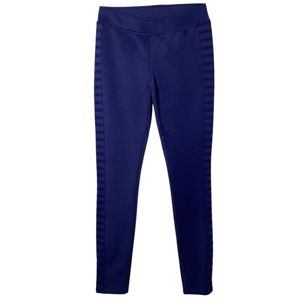 ECI New York Leggings Small Navy Blue‎ Textured Mesh Side Stripe Workout Pants